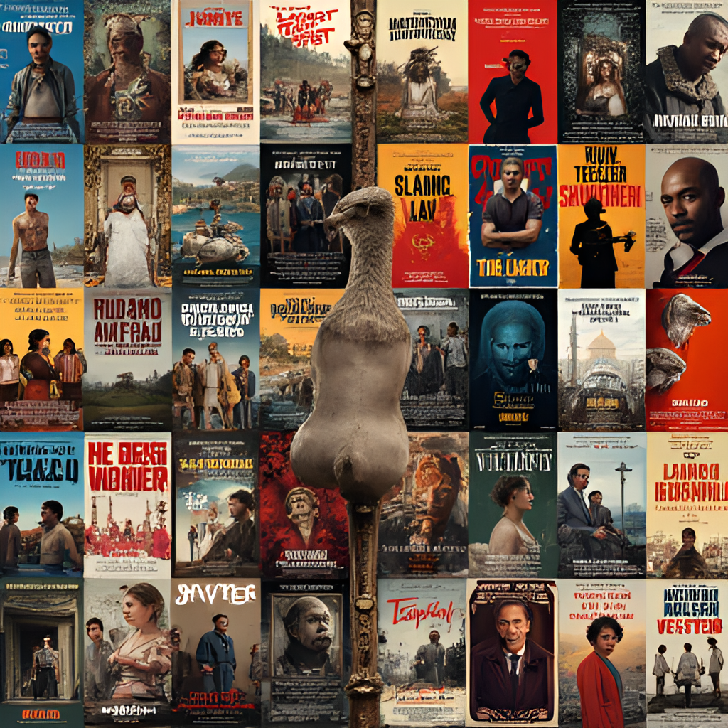 A montage or collage representing key films distributed or produced by Lucky Red under Andrea Occhipinti's guidance, showing diverse genres and international recognition, cinematic poster style